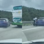 Accident due to car entering emergency lane